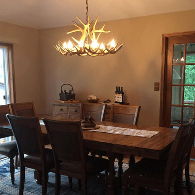 Authentic Whitetail Deer Wide Chandelier