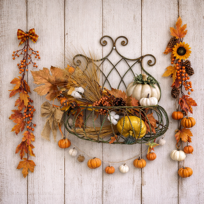 Rust Wrought Iron Wall Basket