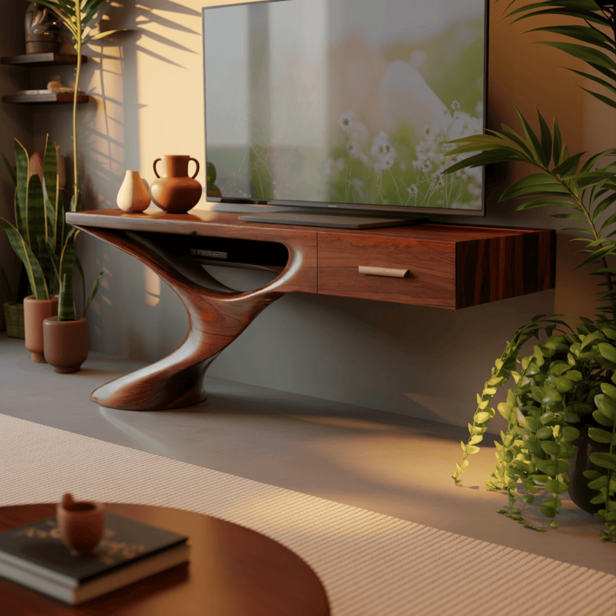Auvra Sculpted Solid Wood Console Table
