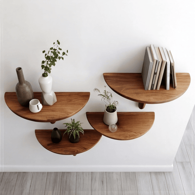 Avelon Sculpted Solid Wood Mushroom Floating Shelf SPA812436