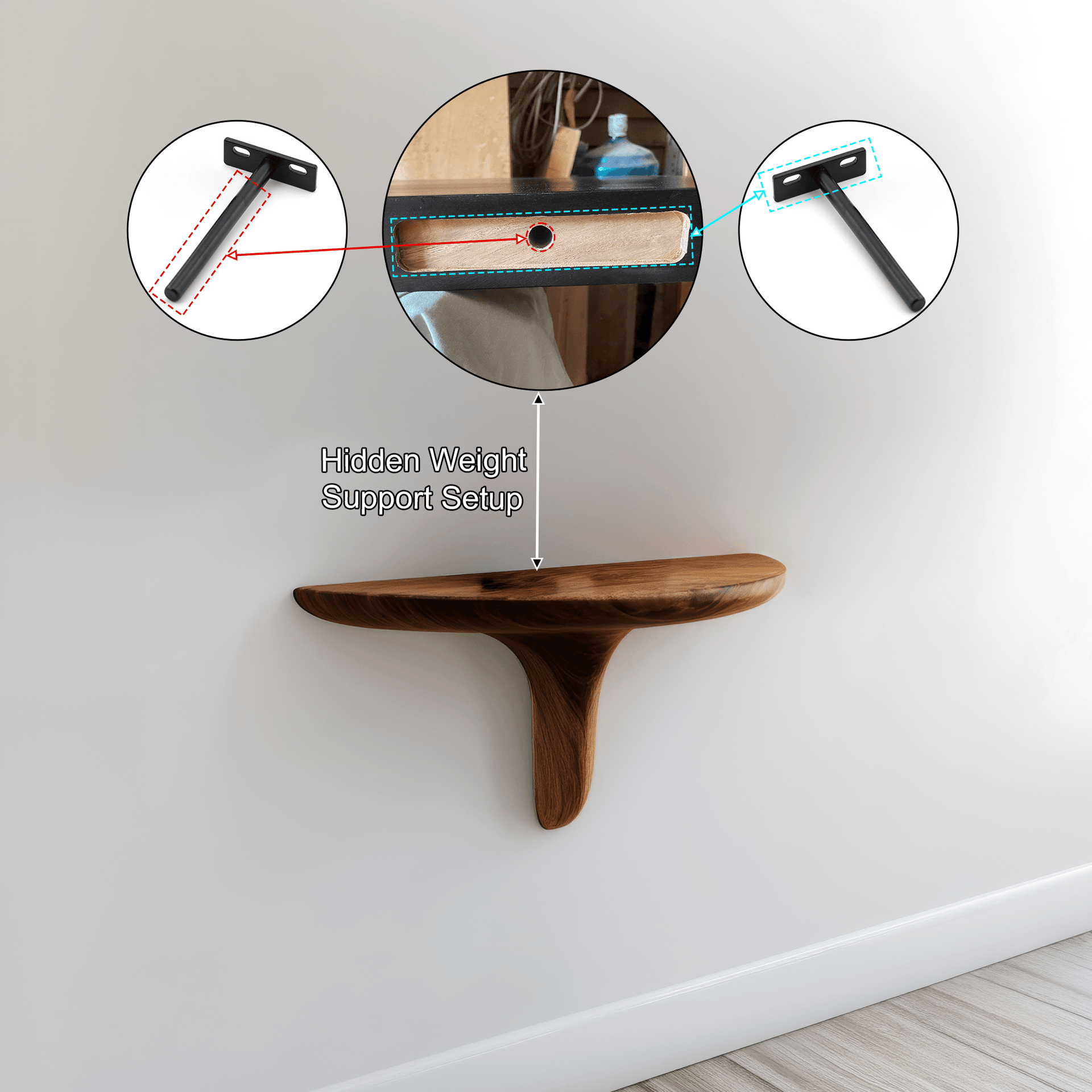 Avelon Sculpted Solid Wood Mushroom Floating Shelf SPA812436