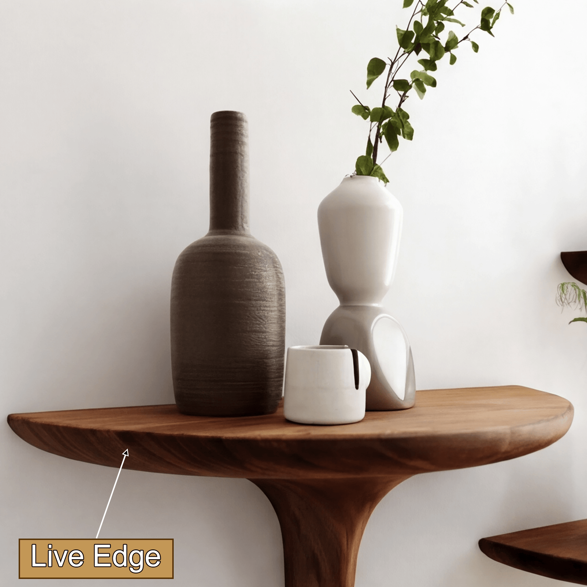 Avelon Sculpted Solid Wood Mushroom Floating Shelf SPA812436