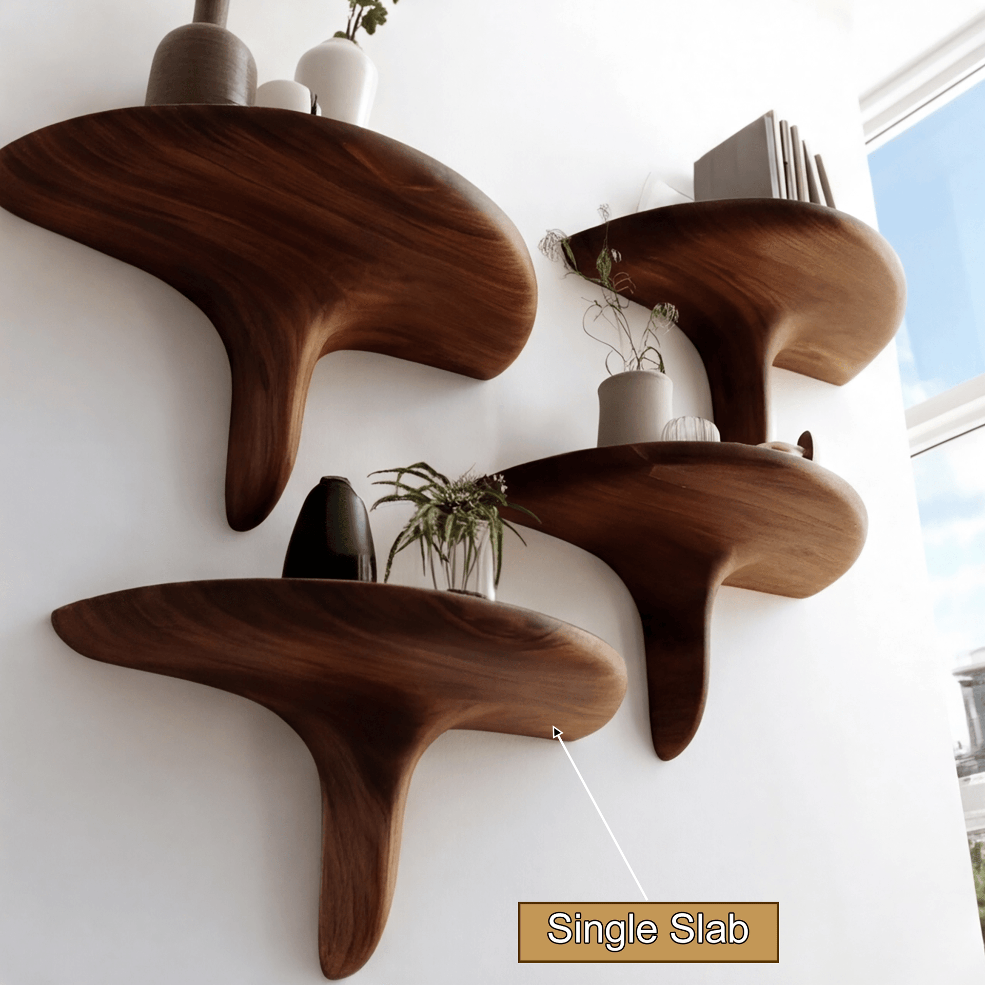 Avelon Sculpted Solid Wood Mushroom Floating Shelf SPA812436