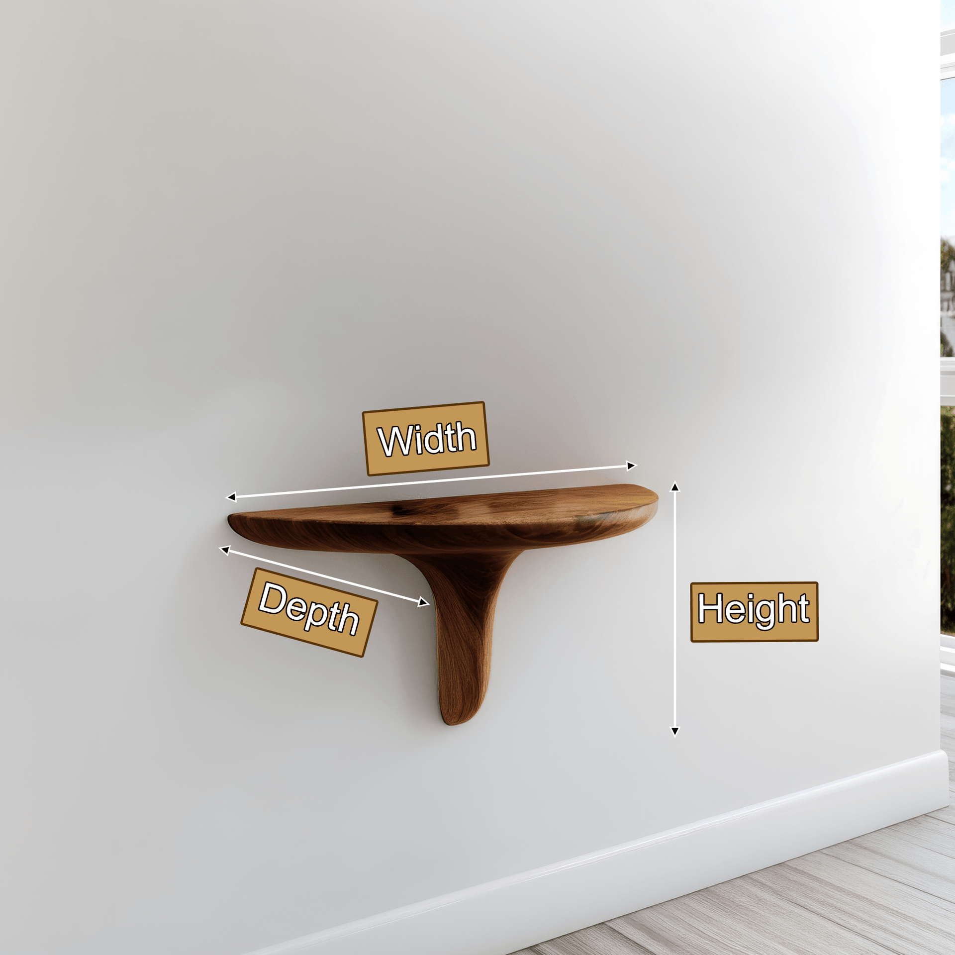 Avelon Sculpted Solid Wood Mushroom Floating Shelf SPA812436