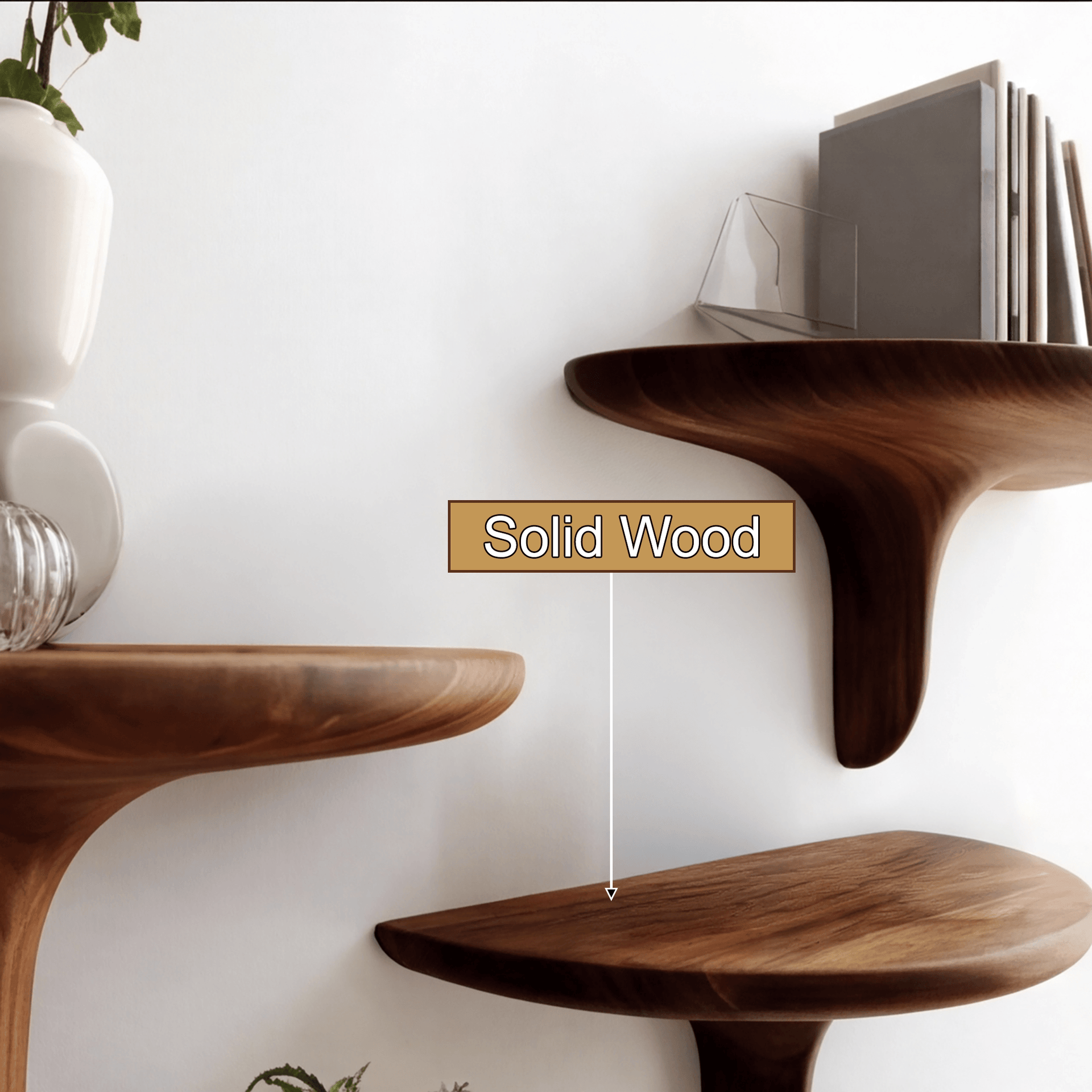 Avelon Sculpted Solid Wood Mushroom Floating Shelf SPA812436
