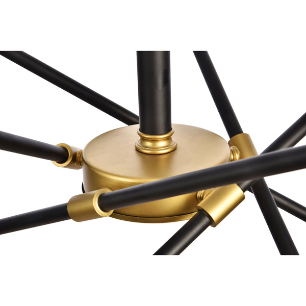 Elegant Lighting Axel 10 Light Chandelier in Black and Brass