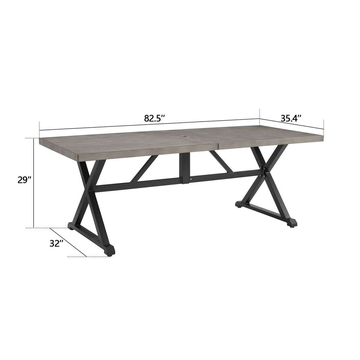 PEAKHOME Azur 82.5” Rectangular Outdoor Dining Tables