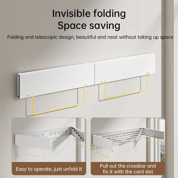 foldable retractable wall clothesline, 30kg, alu, 80/100cm, 5 bars, for bath/balcony.