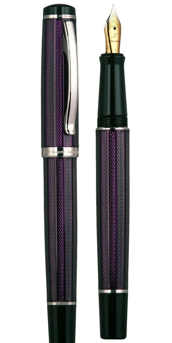 Incognito Diamond-Cut Lacquered Brass Fountain Pen (Fine Nib) - Purple - Gifts for You 'n Me