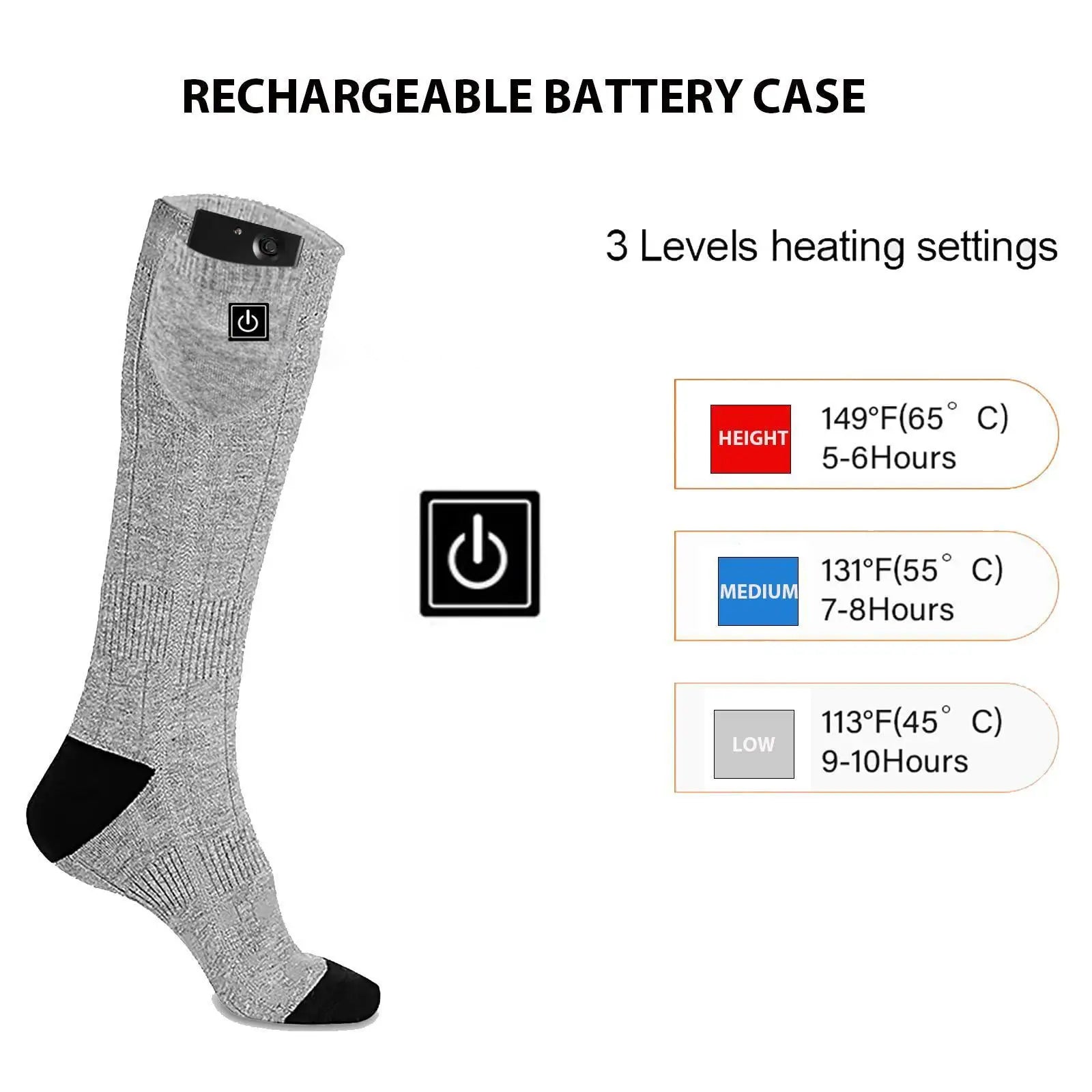 Winter Electric Heating Socks With Battery Box Rechargeable Anti-Cold Men Thermal Heated Foot Warmer Outdoor Camping Ski Sports