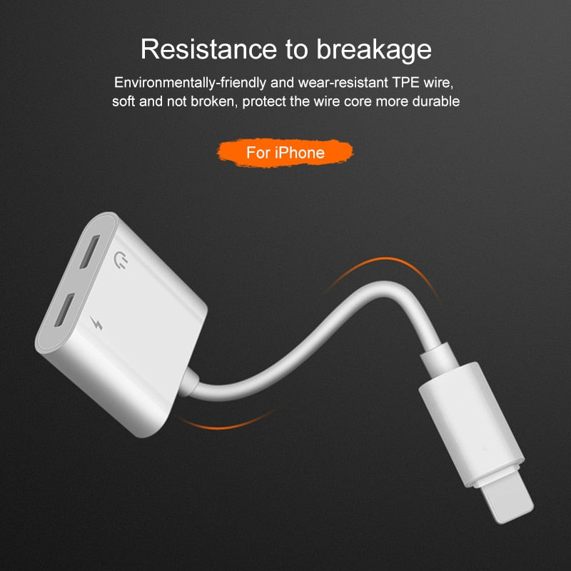 udio Adapter Charger Cable For iPhone X 8 Dual Headphone Aux cable for Lightning Converter For iPhone 10 Charging Splitter