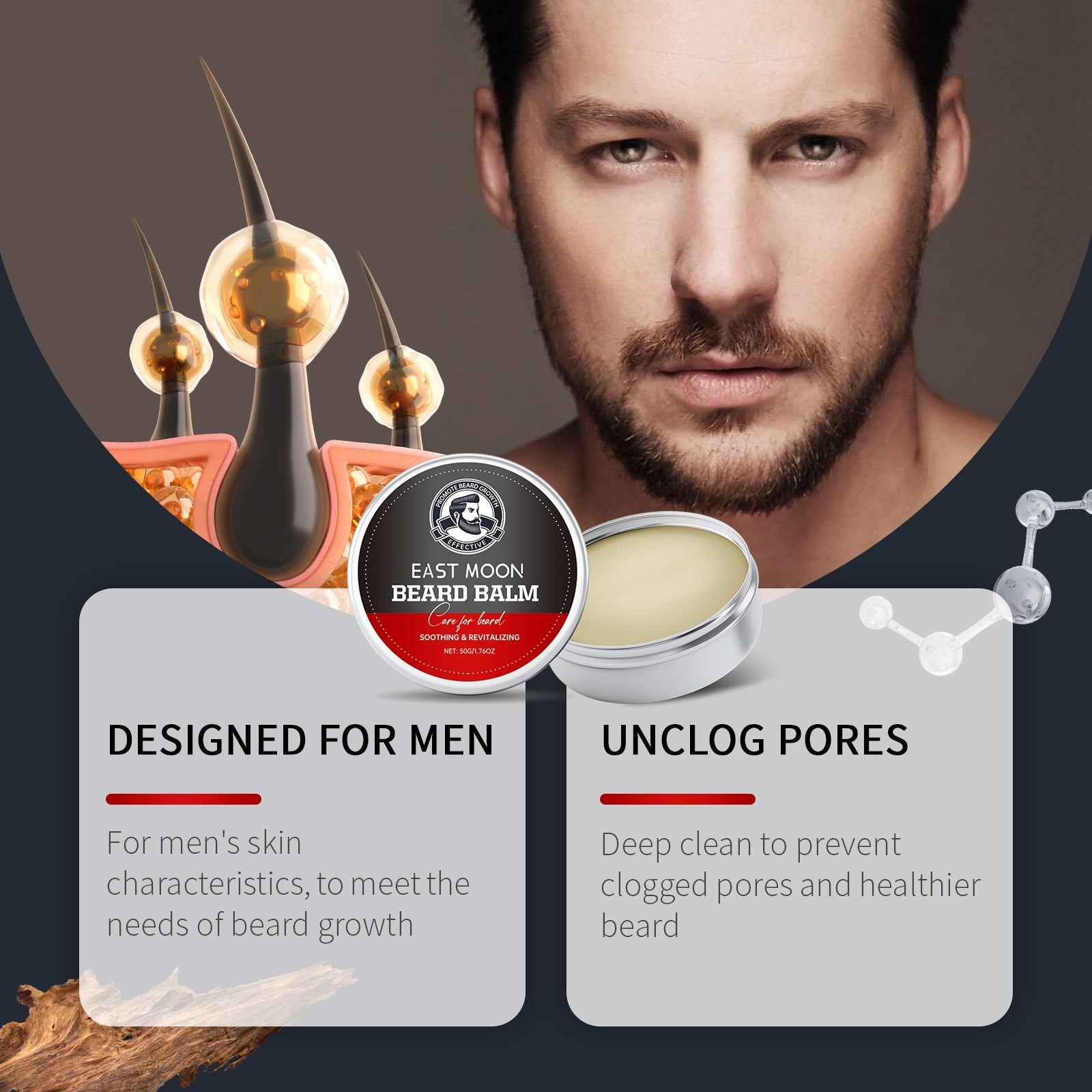 Facial Hair Care Cream, Men's Facial Hair Moisturizing Facial Hair Cleansing Facial Hair Moisturizing Facial Cream