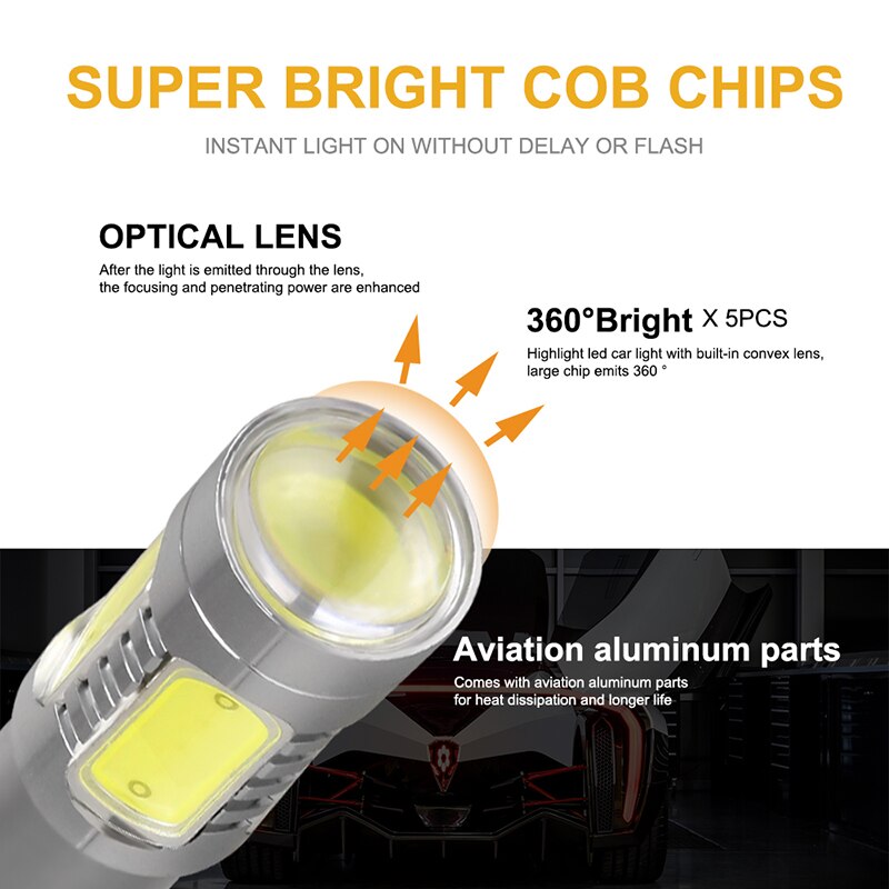 NLpearl 2x Signal Lamp 1156 LED BA15S P21W BAU15S PY21W Auto Turn Signal Light 12V COB 1157 BAY15D P21/5W LED Brake Stop Lamps