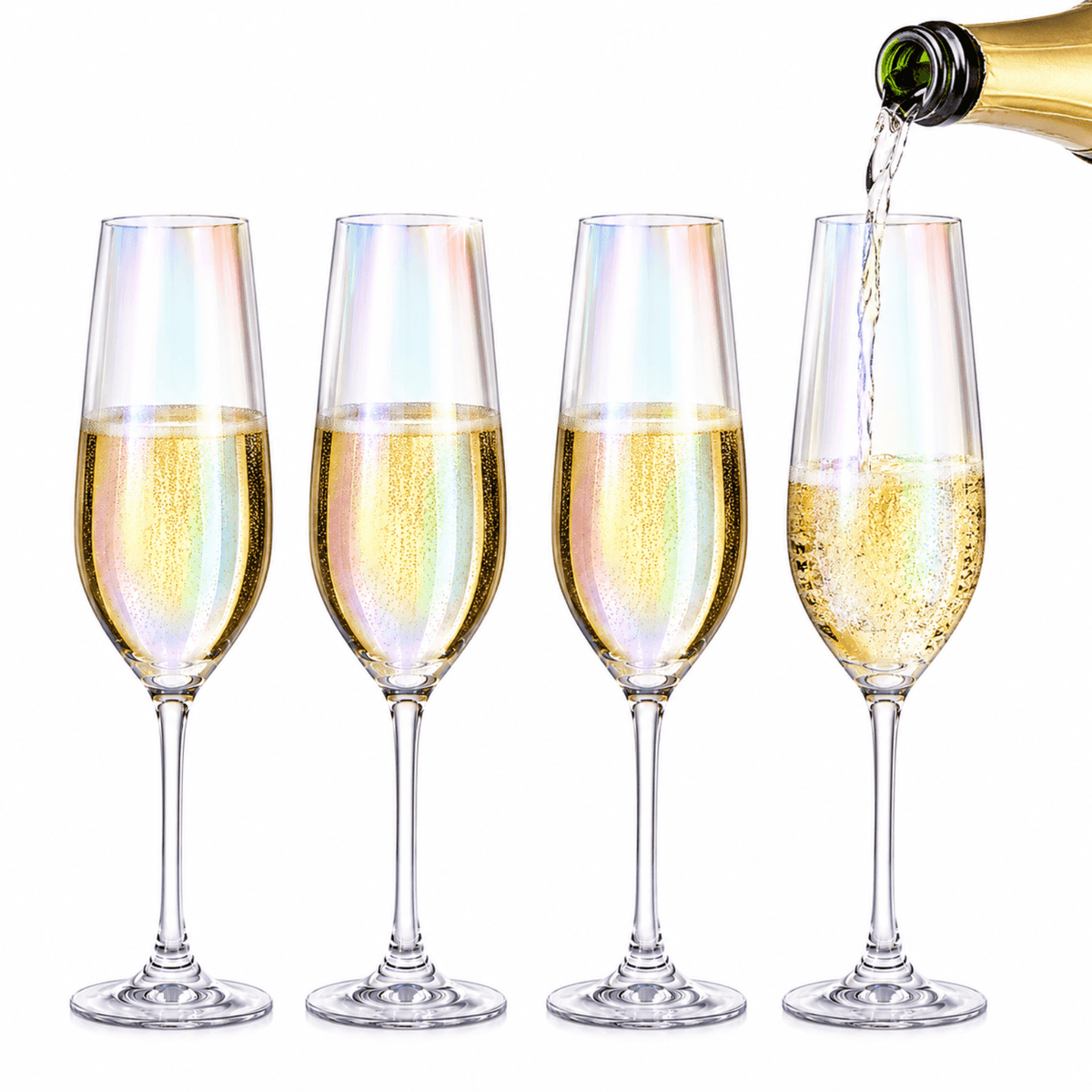 Iridescent Champagne Glasses Premium Barware Gift Elegant Drinkware Collection