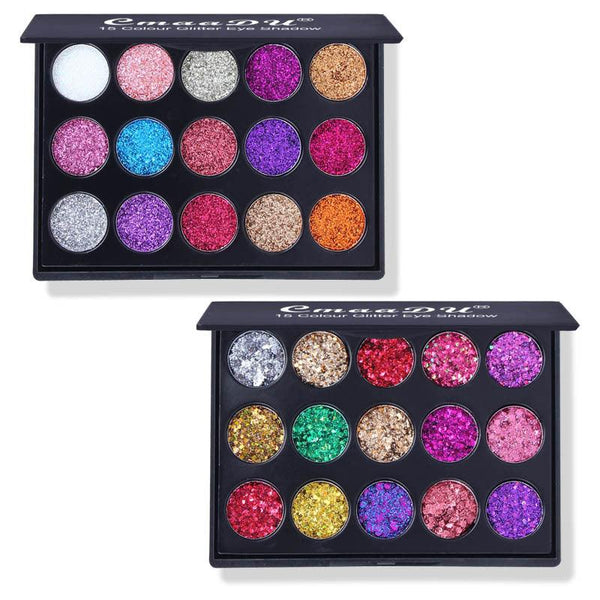 15 Colors Diamond Sequin Eyeshadow Palette Shiny Glitter Powder Highlighter Eyeshadow