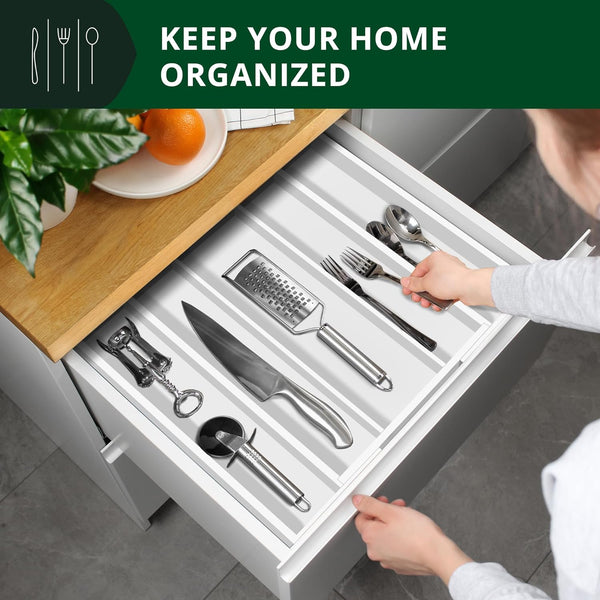 Utensil Drawer Organizer, White (5 Slots)