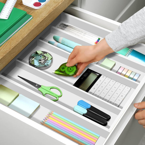 Utensil Drawer Organizer, White (5 Slots)