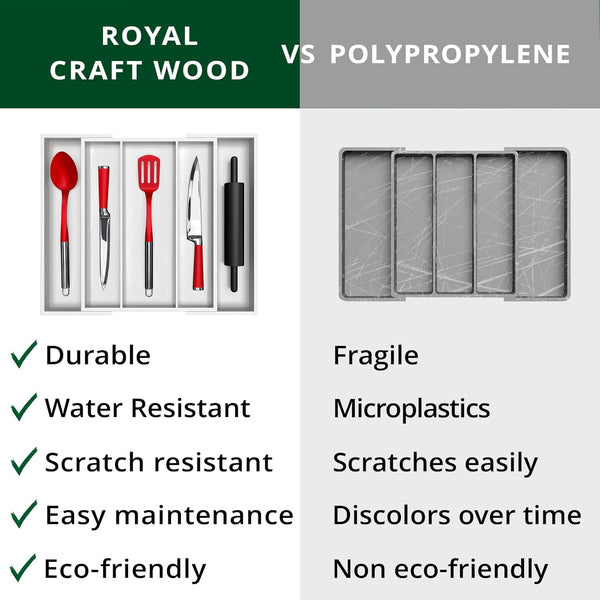 Utensil Drawer Organizer, White (5 Slots)