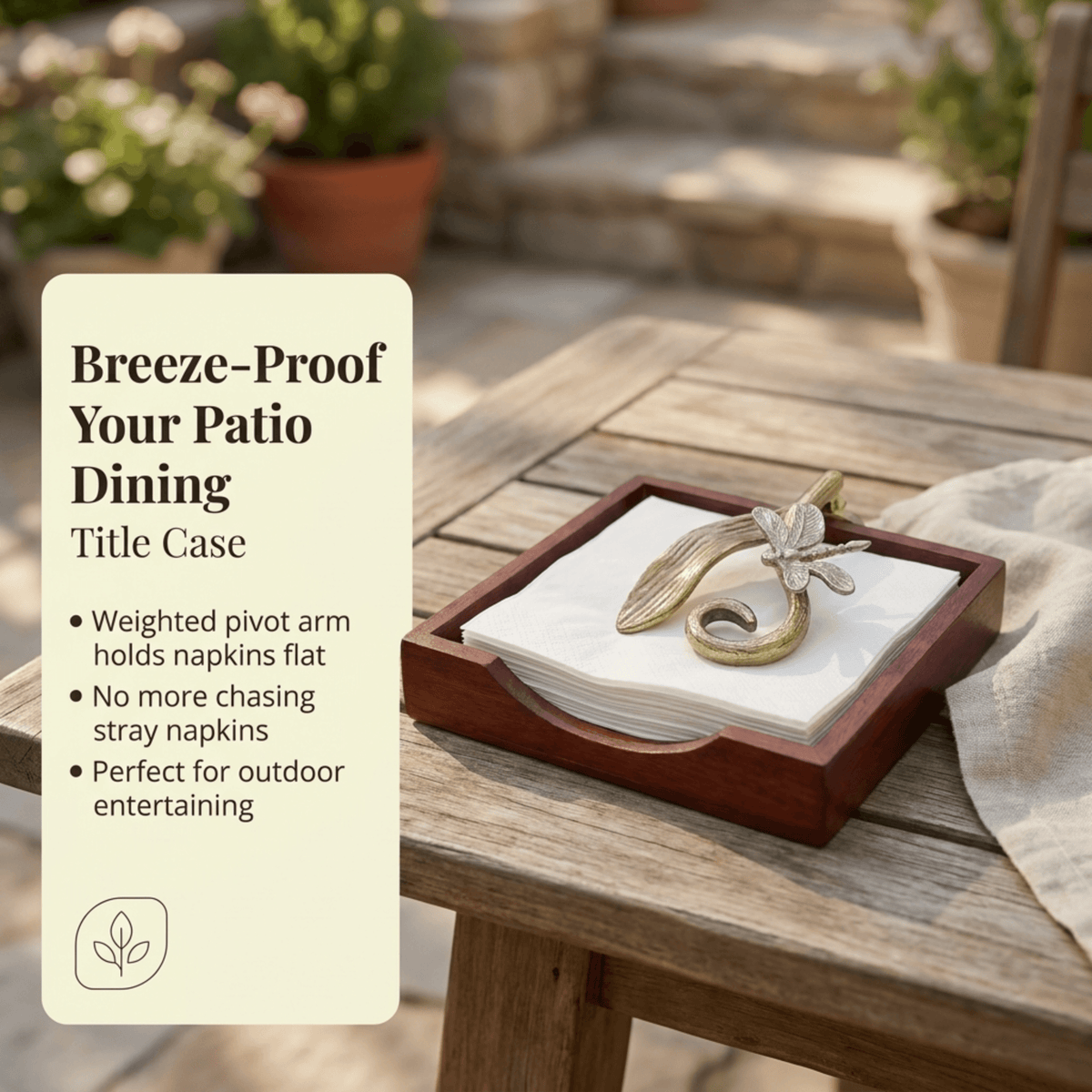 Wooden Napkin Holder – Silver Gold Ornament