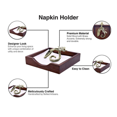 Wooden Napkin Holder – Silver Gold Ornament