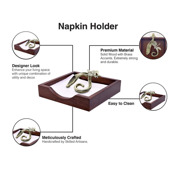 Wooden Napkin Holder – Silver Gold Ornament