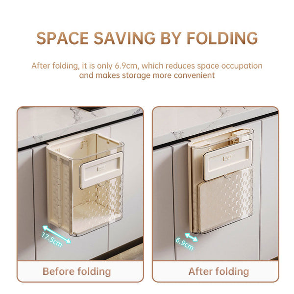 Kitchen folding trash can wall hanging large caliber leftovers bin transparent thickened folding trash can