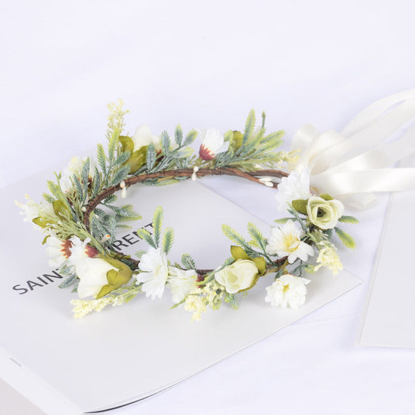 Korean style spring and summer fresh flower garland handmade wrapped fabric small chrysanthemum headpiece
