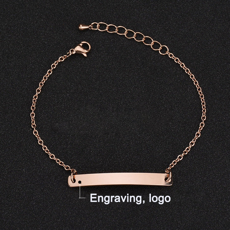 Stainless steel personalized engraved three color curved bracelet simple and personalized women's bracelet