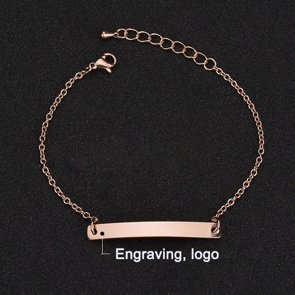 Stainless steel personalized engraved three color curved bracelet simple and personalized women's bracelet