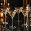The Wine Savant Gold Rim Glasses 10 oz, Set of 4 Gold Rim Classic Manhattan Glasses For Martini, Cocktails, Champagne, Water & Wine - Classic Coupes Gilded Rimed, Crystal with Stems, Coupe