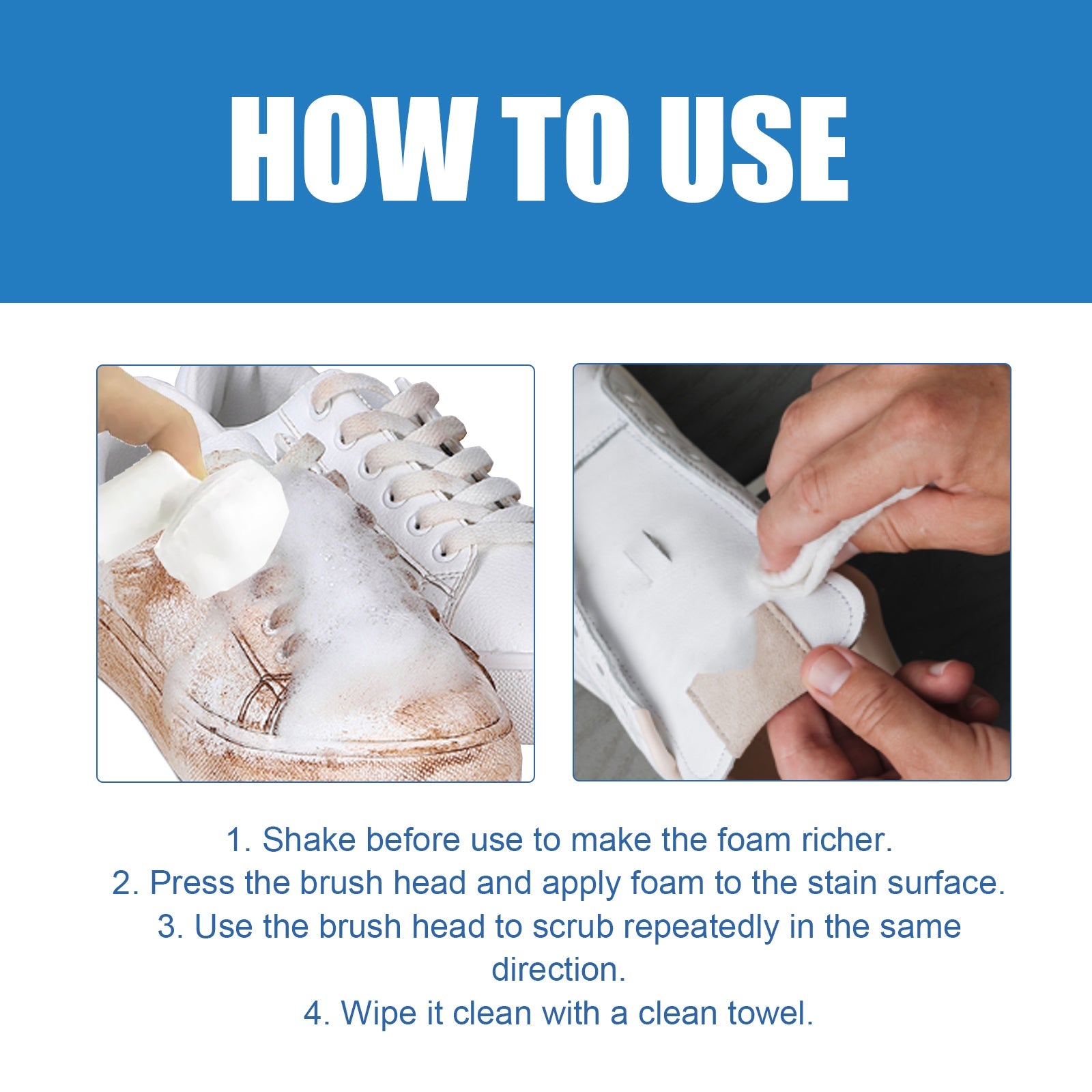 Water-Free Foam Sneakers Cleaning Kit, Small White Shoes Sneakers Decontaminating Brightening White Cleaning Multi-Functional Yellow Cleaner