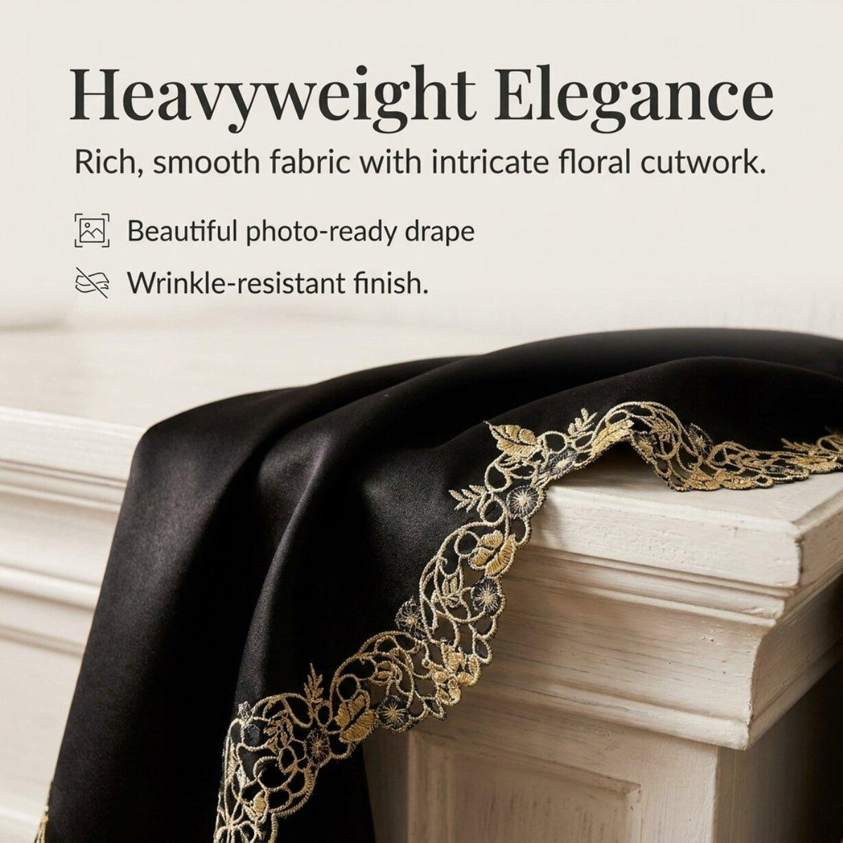 Black Gold Mantel Scarf – Midnight Gold, 18x90 Inch