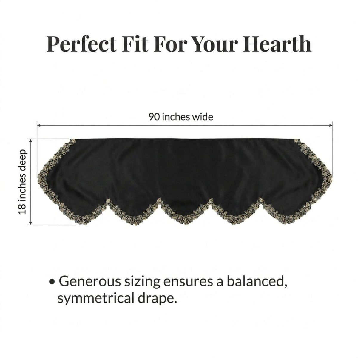 Black Gold Mantel Scarf – Midnight Gold, 18x90 Inch