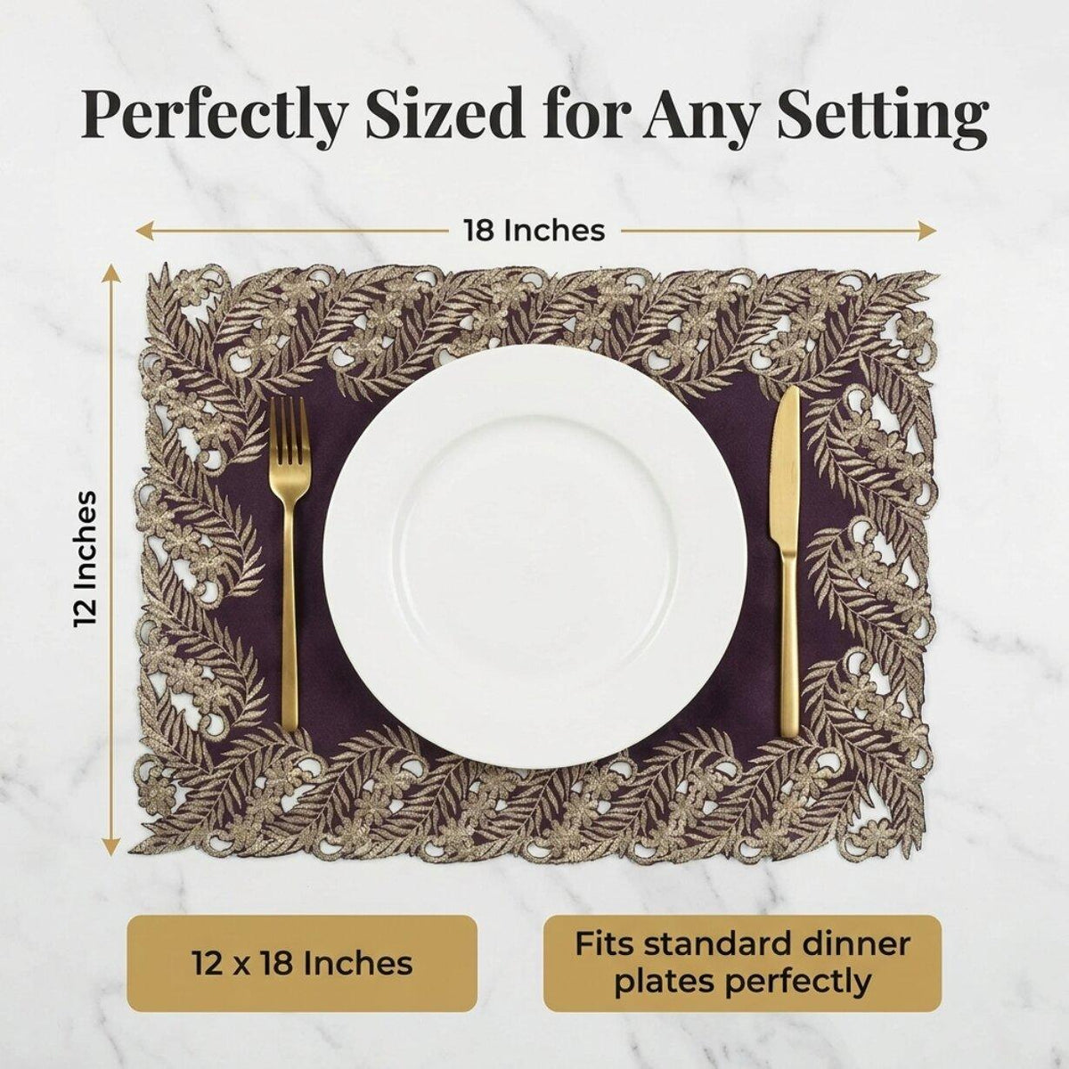 Purple Gold Placemats – Violet Dream, 12x18 Inch
