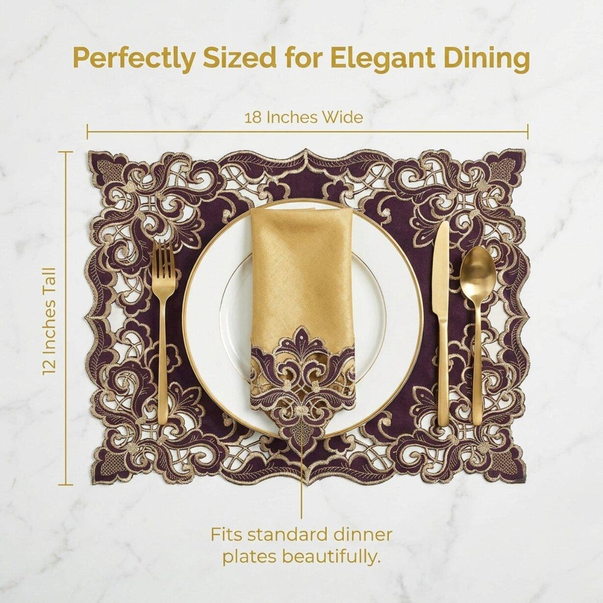 Purple Gold Placemats – Amethyst Haze, 12x18 Inch