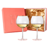 Colored Blush Pink & Gilded Rim Wine Glassware, Large 23oz Cocktail & Champagne Glasses 2-Set Vibrant Color Gold Vintage Stemmed Wine Glass, Gift Idea, Red & White - Perfect Gifts, Gorgeous Gift Box