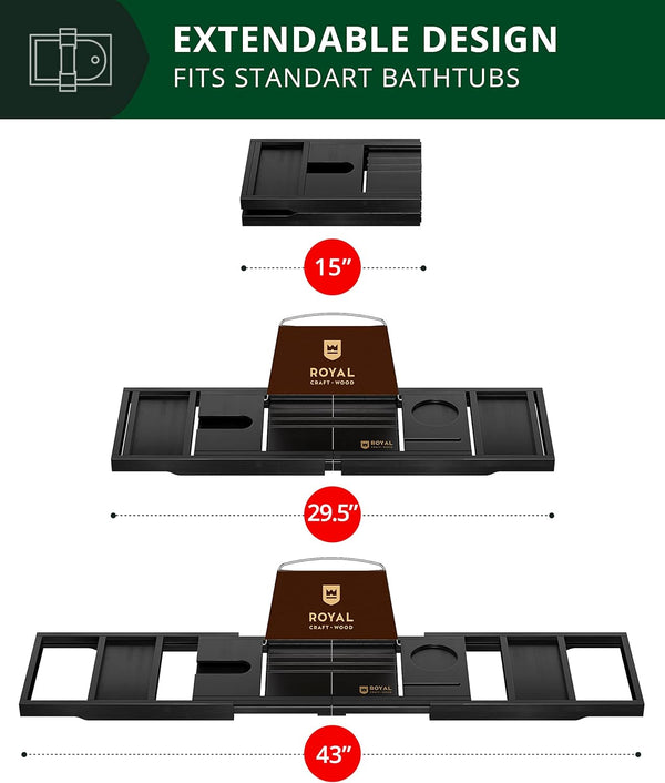 Foldable Bathtub Caddy Tray, Black