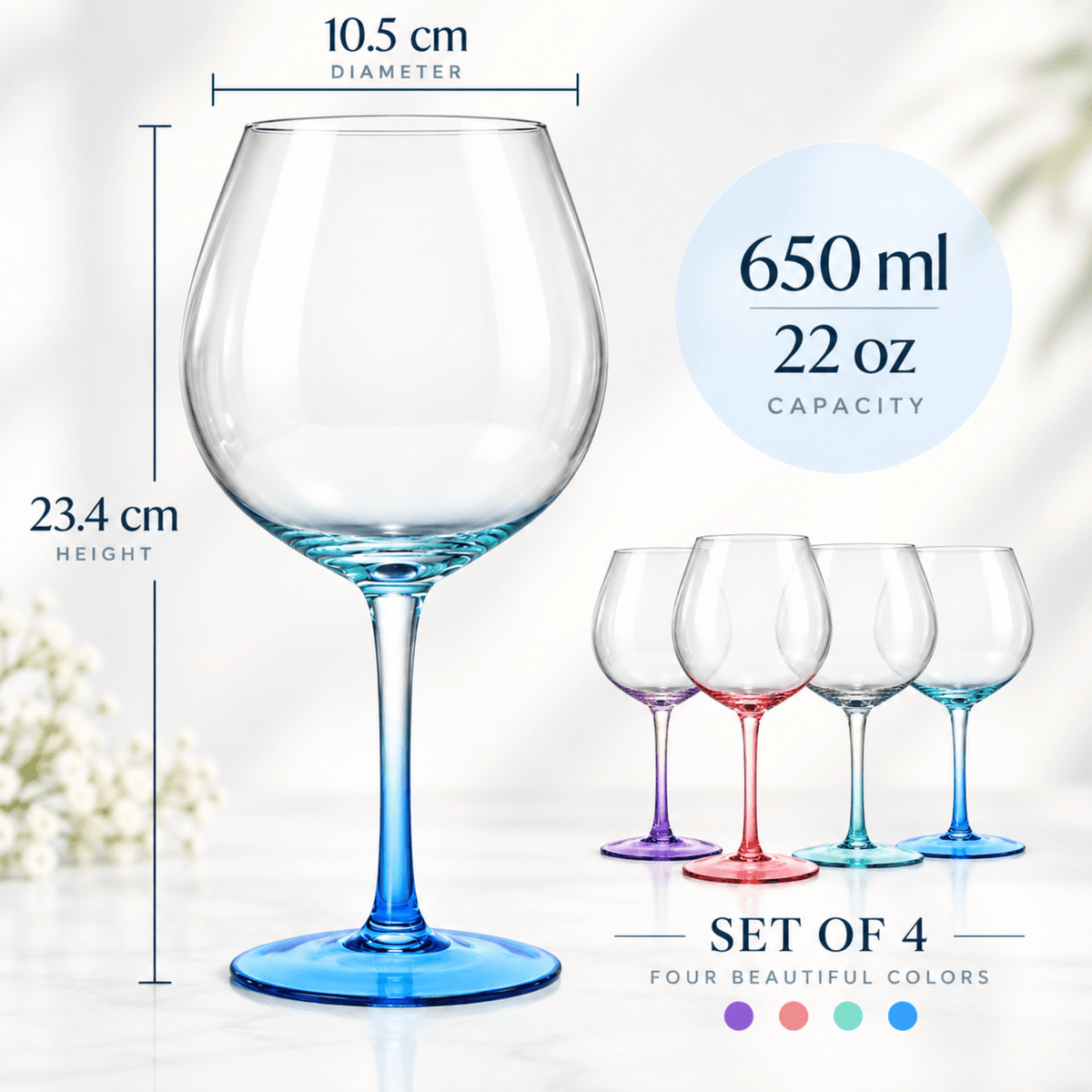 Alba Balloon Stemmed Wine Glassware, Set of 4