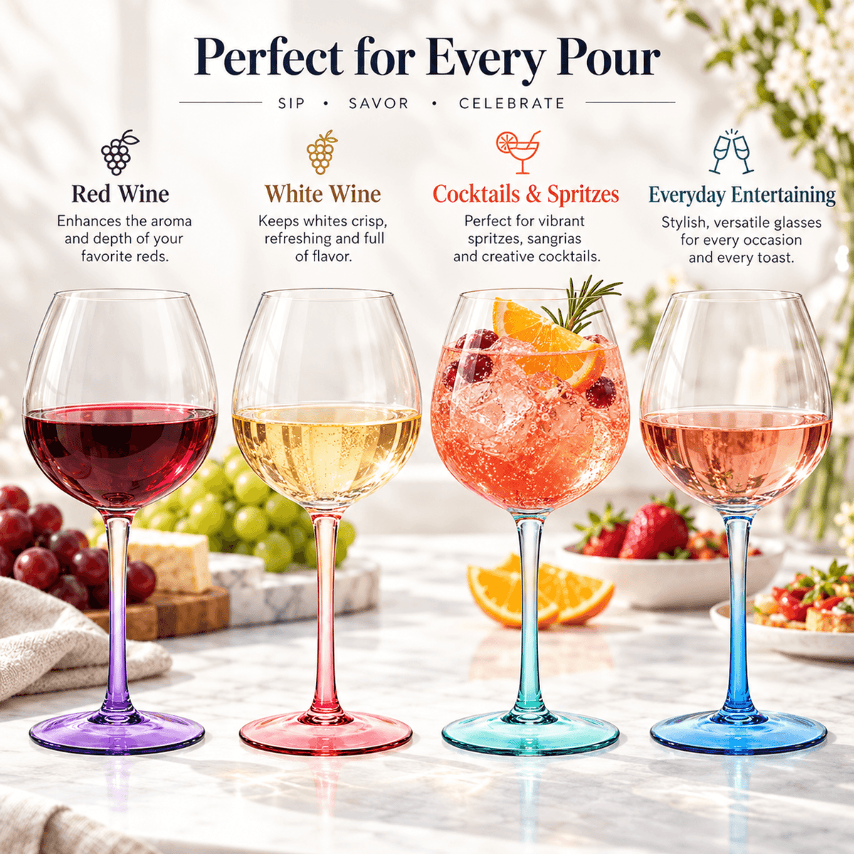 Alba Balloon Stemmed Wine Glassware, Set of 4