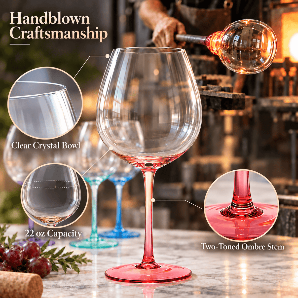 Alba Balloon Stemmed Wine Glassware, Set of 4