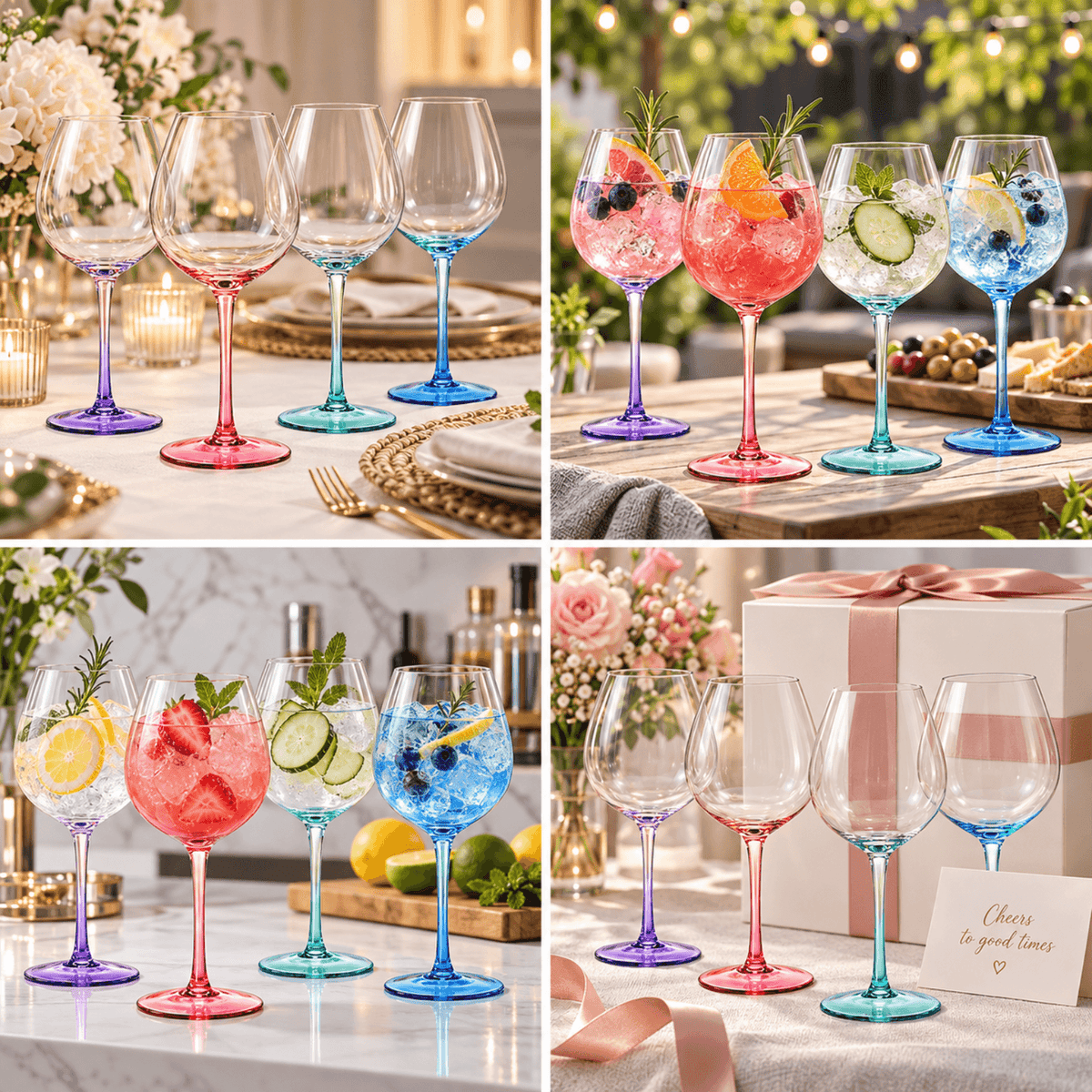 Alba Balloon Stemmed Wine Glassware, Set of 4