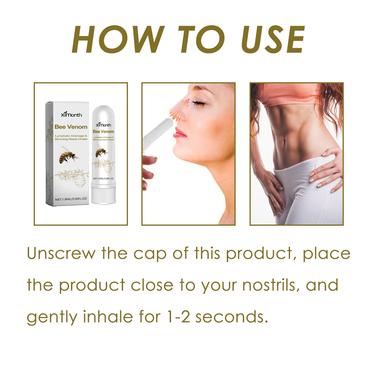 Bee Venom Lymphatic Drainage & Slimming Nasal Inhaler, Firming Body Skin Light Belly Lift Body Shaping Bar