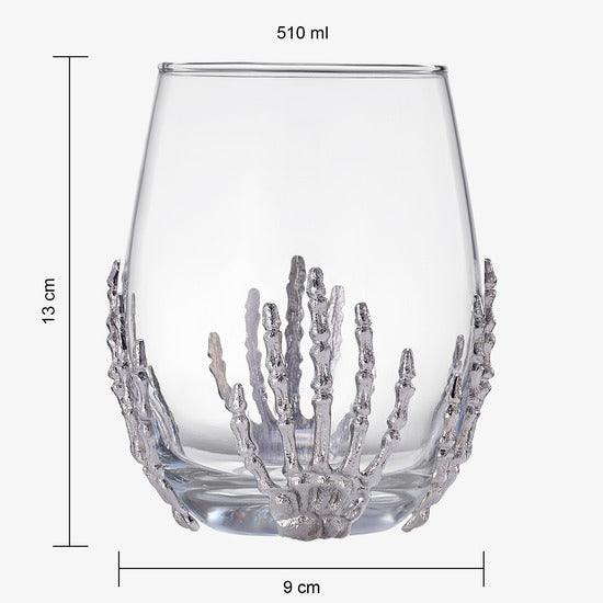 Stemless Skeleton Wine Glass | Set of 2 | 17oz Halloween Skeleton Glasses 5