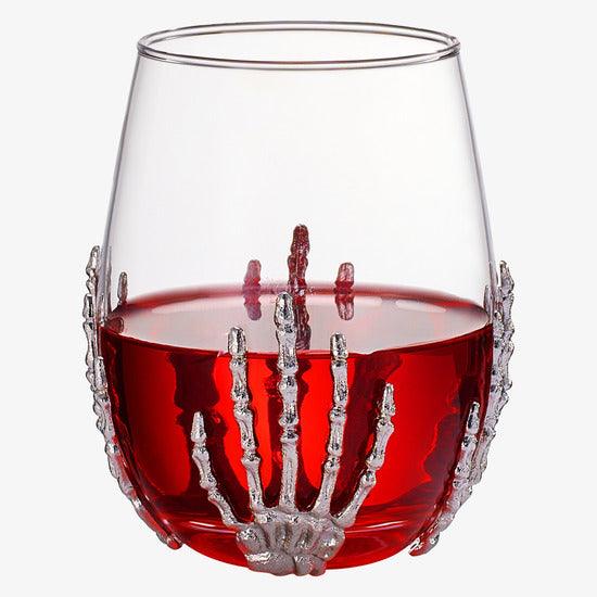 Stemless Skeleton Wine Glass | Set of 2 | 17oz Halloween Skeleton Glasses 5