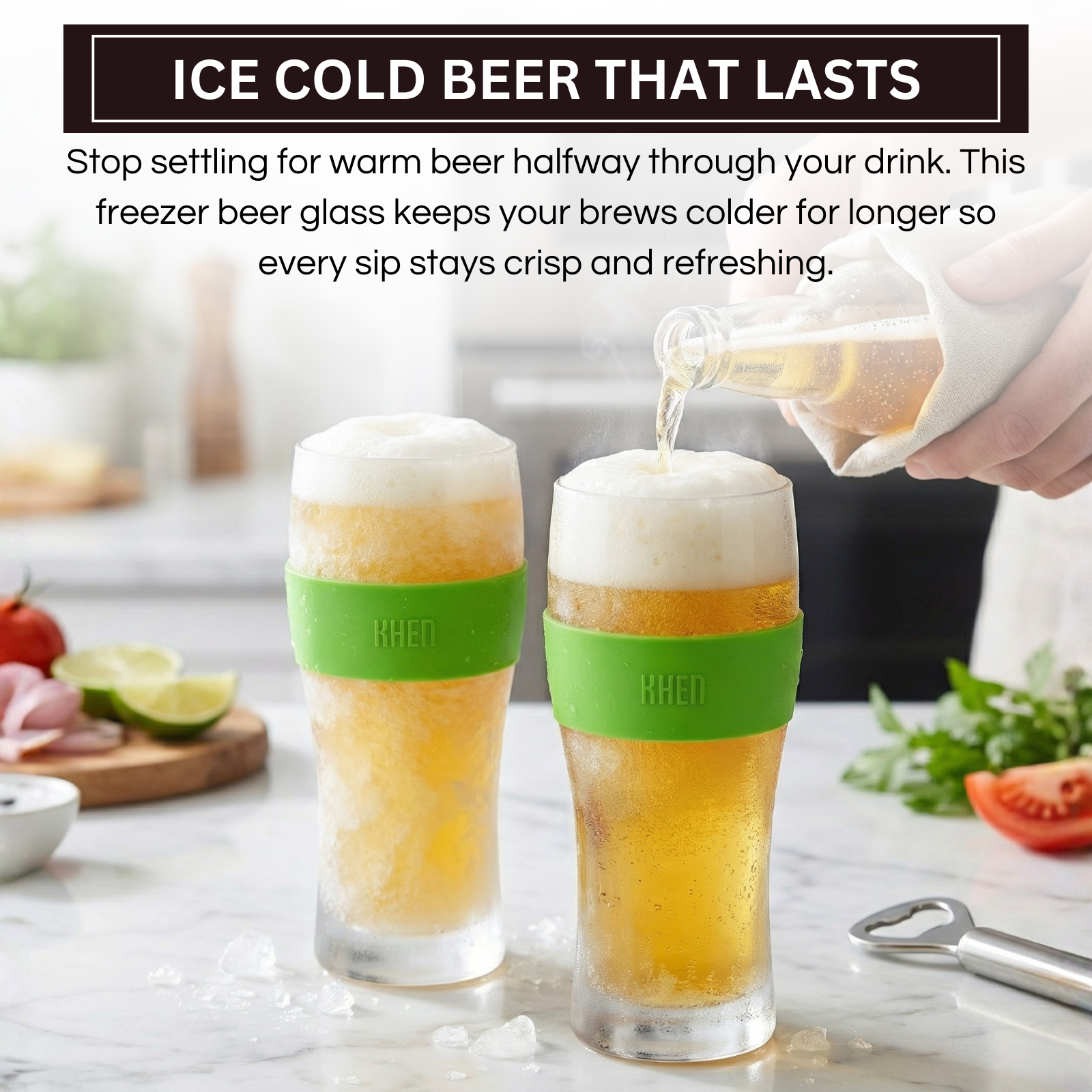 Barcelona Acrylic Cooling Beer Glassware, Set of 2