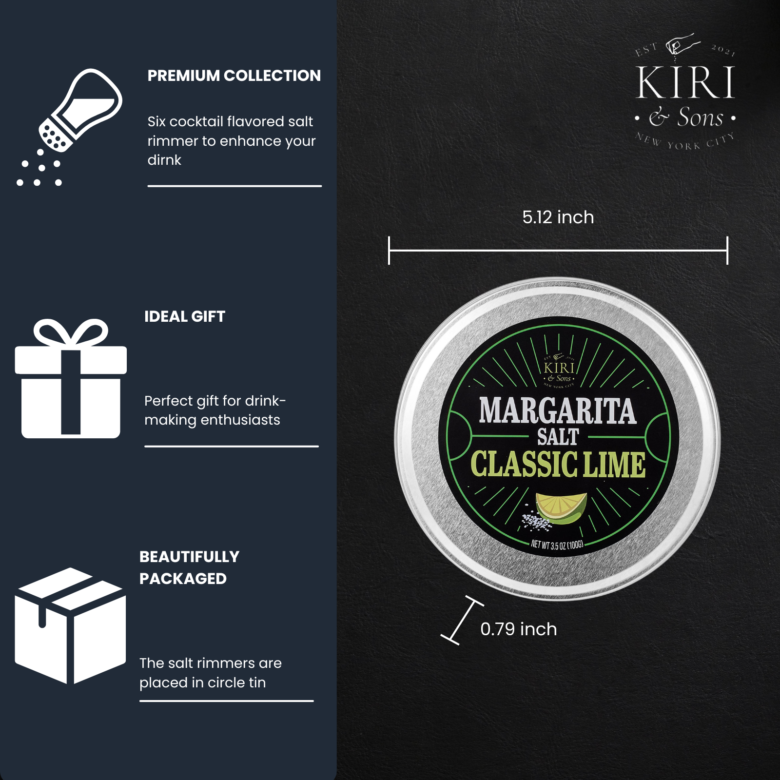 5-Pack Premium Margarita & Cocktail Flavored Salt Rimmer, Variety Set 3.5oz - Chili Lime, Lemon Drop Sugar, Lime, Habanero & Honey, Jalapeno Citrus - No Silicon Dioxide, Easy Screw-On Lid