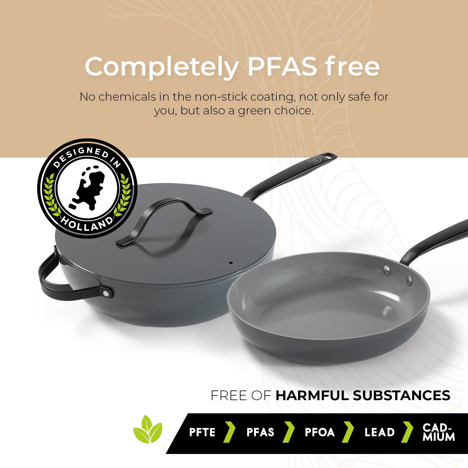 BE | LIVING Essential Series 4-piece Pan Set - Frying pans Ø 20 cm, Ø 24 cm & Ø 28 cm - Wok Ø 30 cm