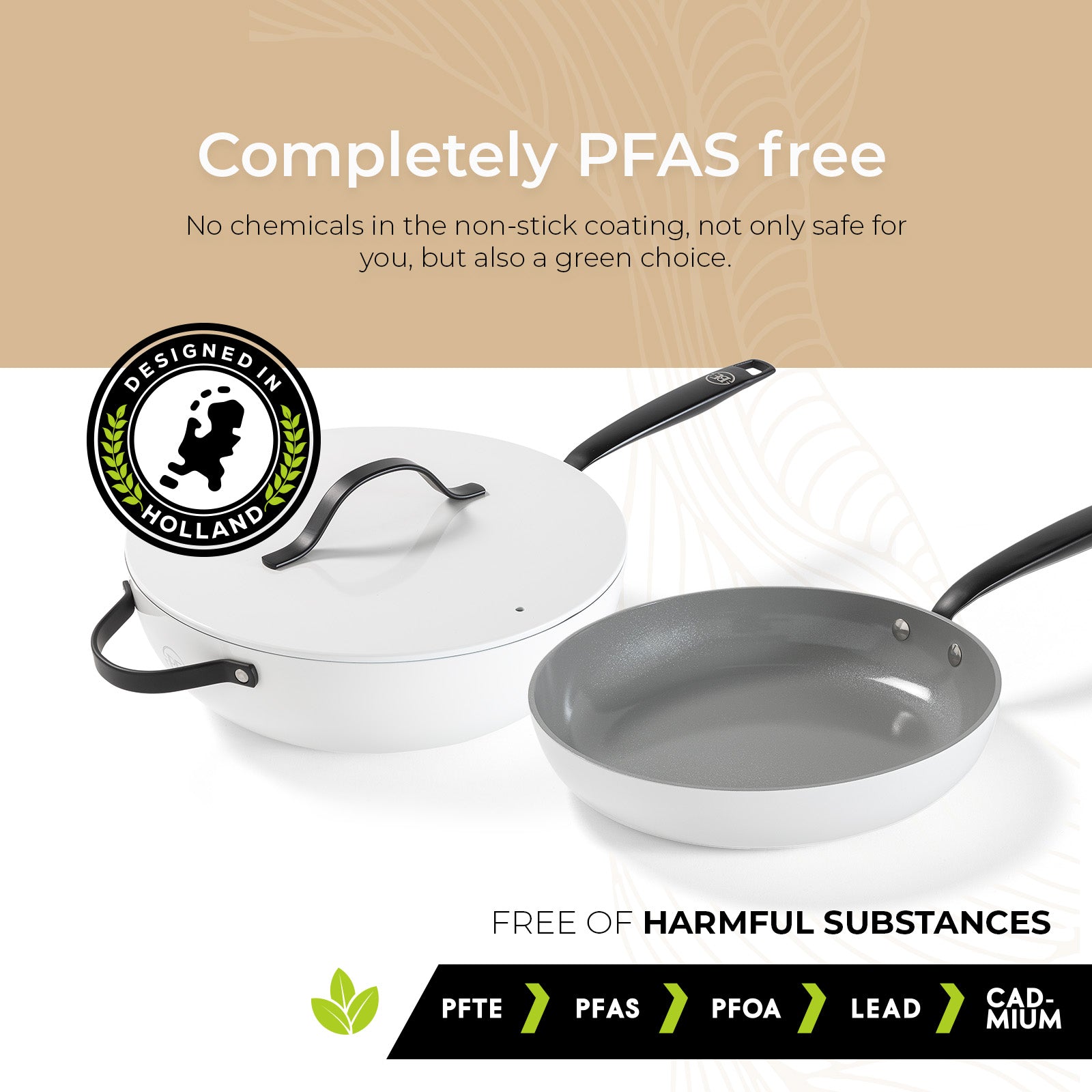 BE | LIVING Essential Series 4-piece Pan Set - Frying pans Ø 20 cm, Ø 24 cm & Ø 28 cm - Wok Ø 30 cm