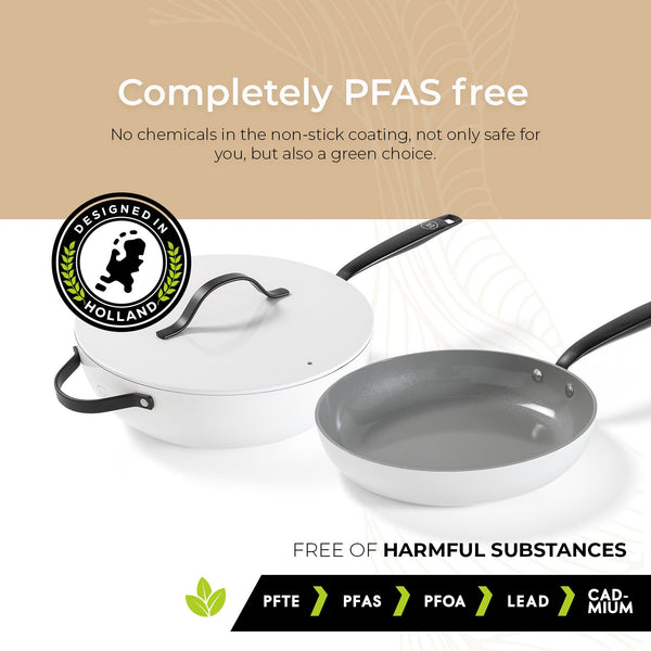 BE | LIVING Essential Series 4-piece Pan Set - Frying pans Ø 20 cm, Ø 24 cm & Ø 28 cm - Wok Ø 30 cm