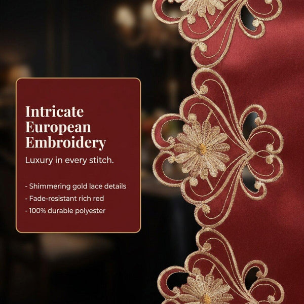 Red Lace Table Runner – Imperial Red, 14x108 Inch